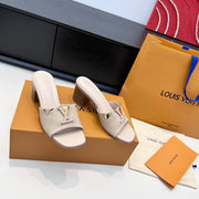 LV 26s High Heels 65 Sandals Light Beige Calfskin 622394