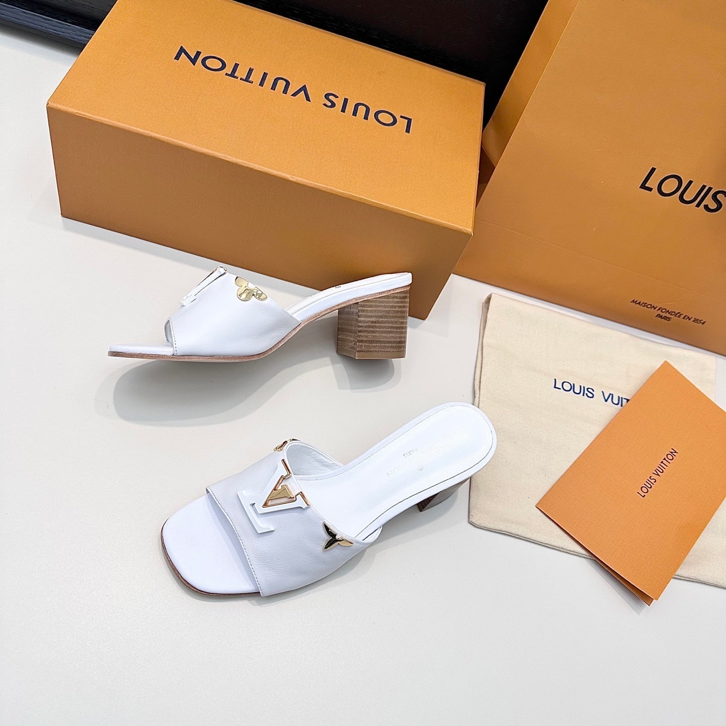 LV 26s High Heels 65 Sandals White Calfskin 622398