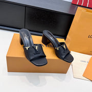 LV 26s High Heels 65 Sandals Black Calfskin 622410