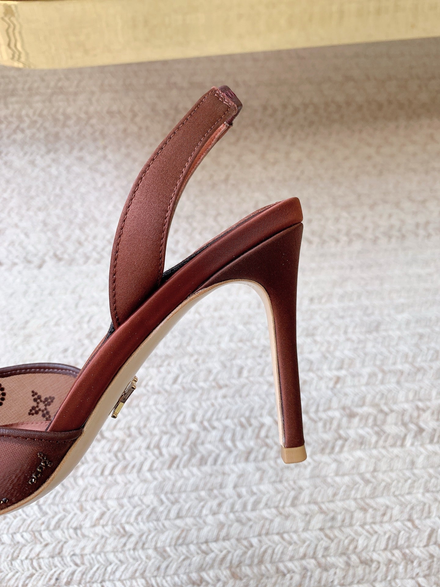 LV 26ss Slingback Reddish Brown Mesh Leather 669993 669991