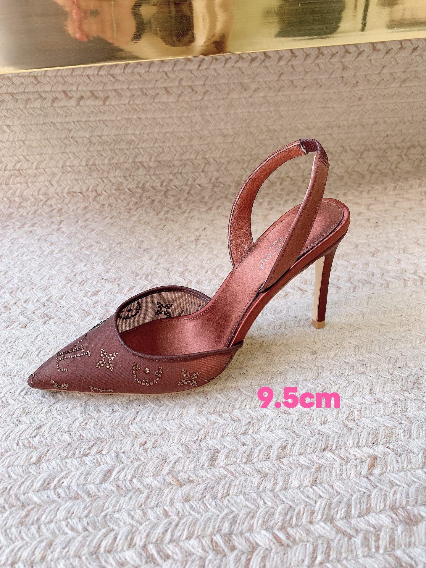 LV 26ss Slingback Reddish Brown Mesh Leather 669993 669991
