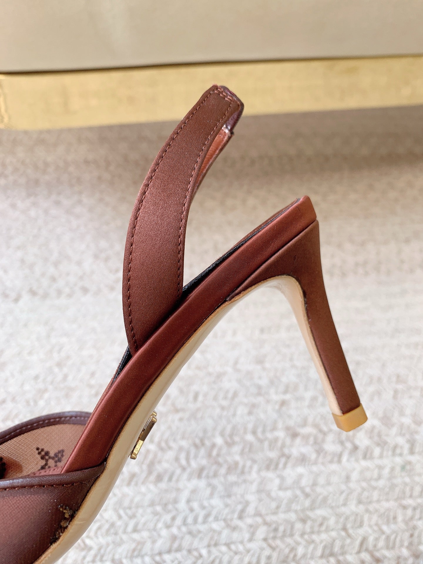 LV 26ss Slingback Reddish Brown Mesh Leather 669993 669991
