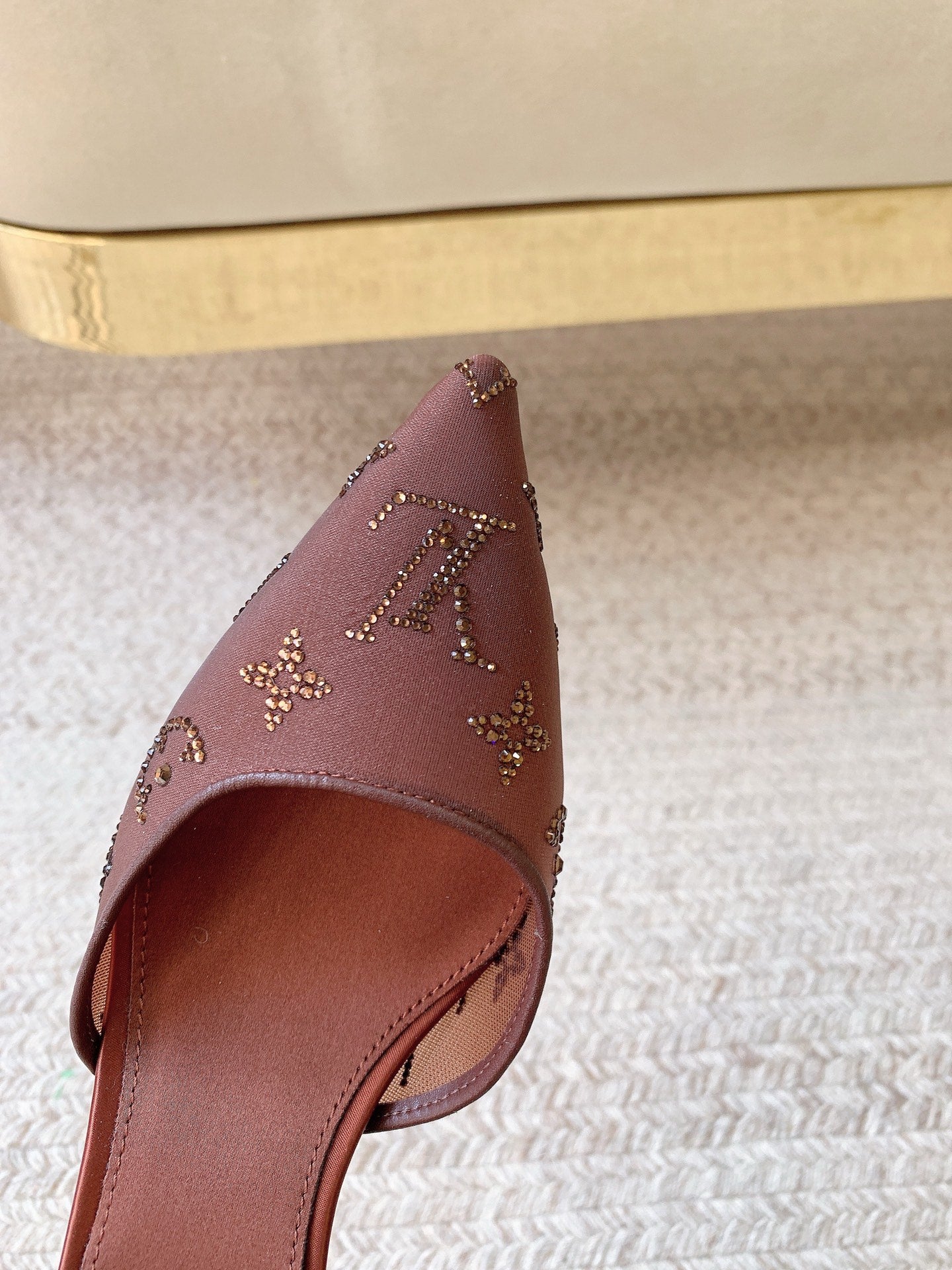 LV 26ss Slingback Reddish Brown Mesh Leather 669993 669991