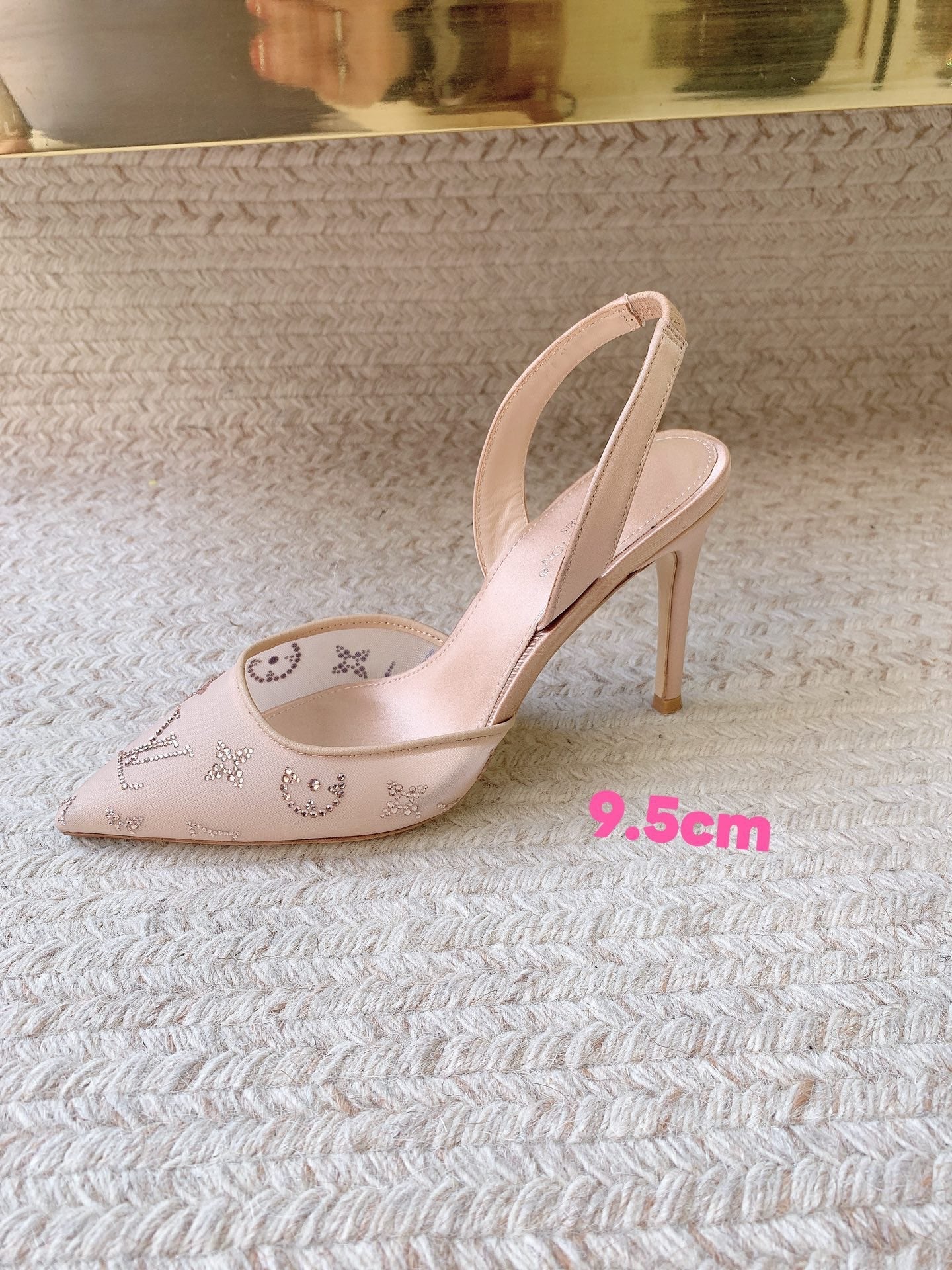 LV 26ss Slingback Beige Mesh Leather 669993