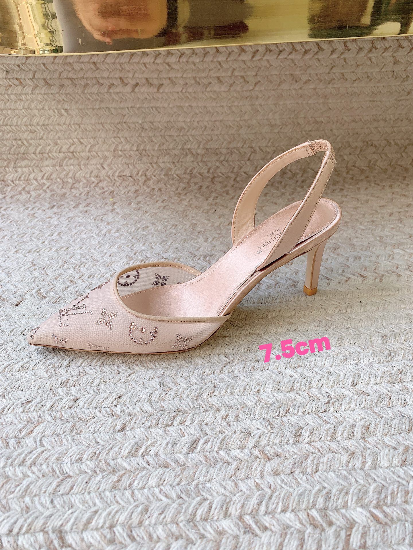 LV 26ss Slingback Beige Mesh Leather 669993