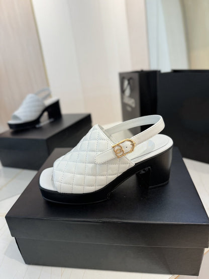 high heel 100 slingback sandal white black quilted calfskin