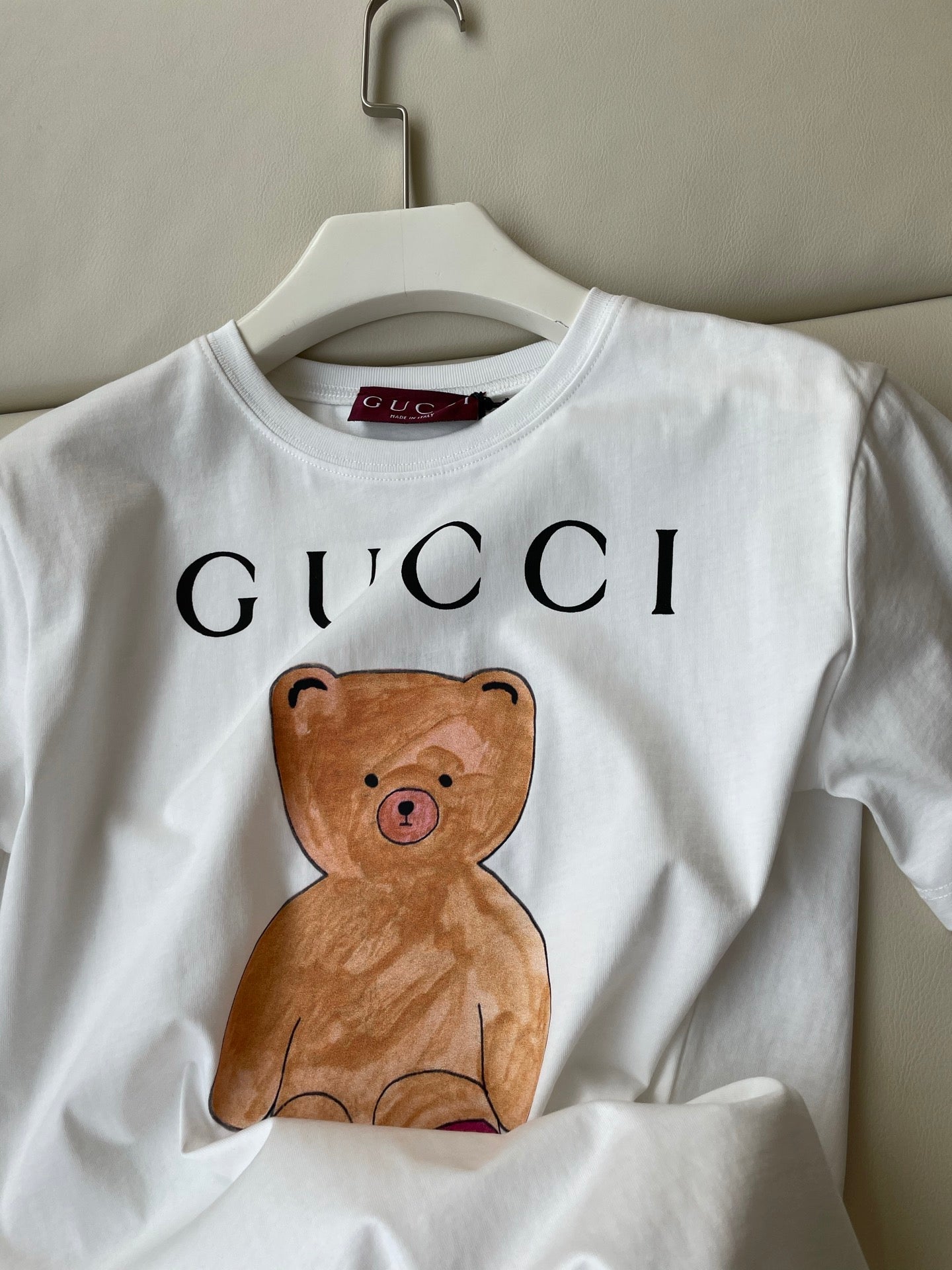 Gucci 25 Bear T-shirt White Brown Cotton