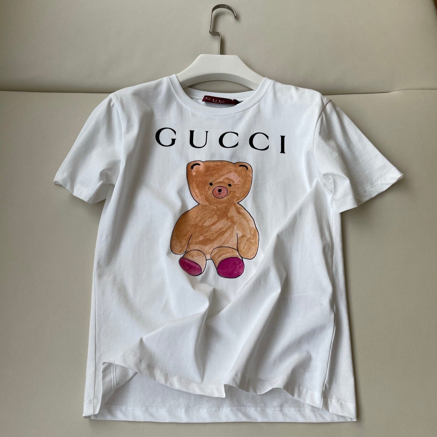 Gucci 25 Bear T-shirt White Brown Cotton