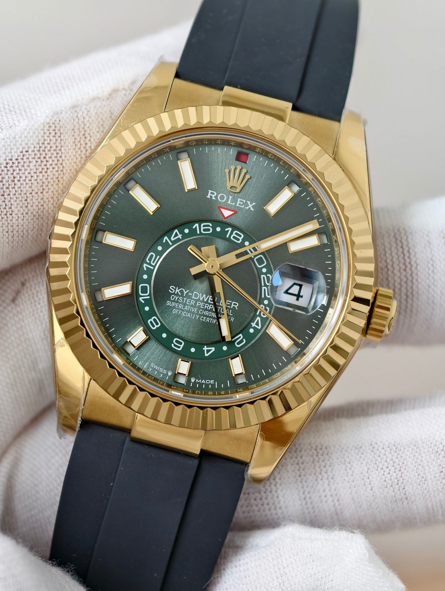 Rolex Sky-Dweller 42mm Gold Case Green Dial