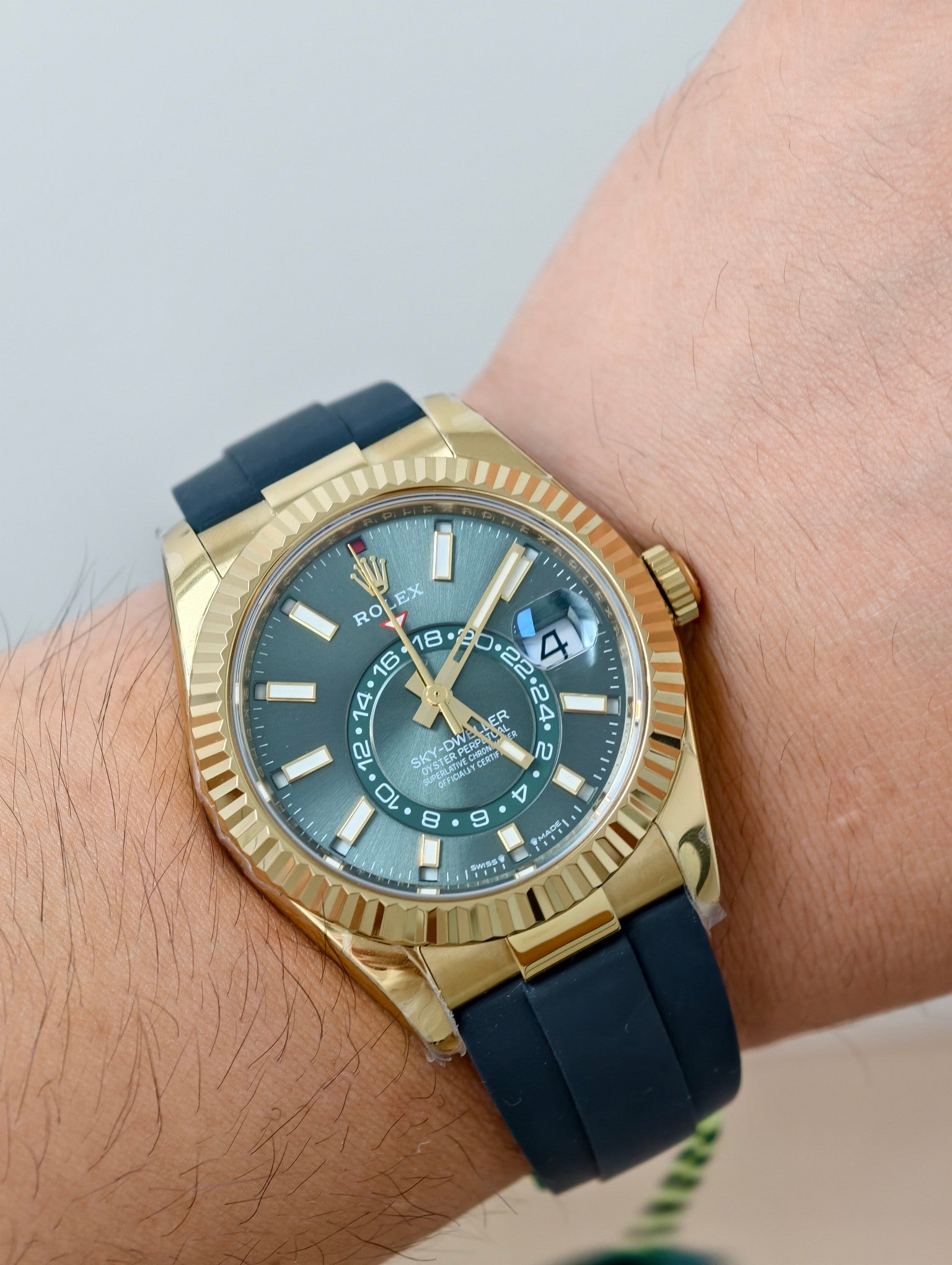 Rolex Sky-Dweller 42mm Gold Case Green Dial