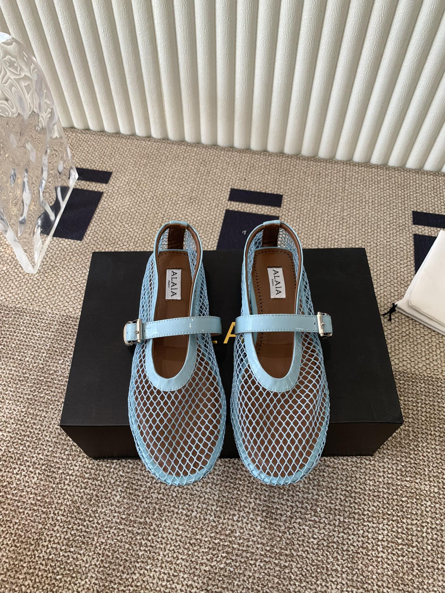 alaia ballet flat fishnet lambskin