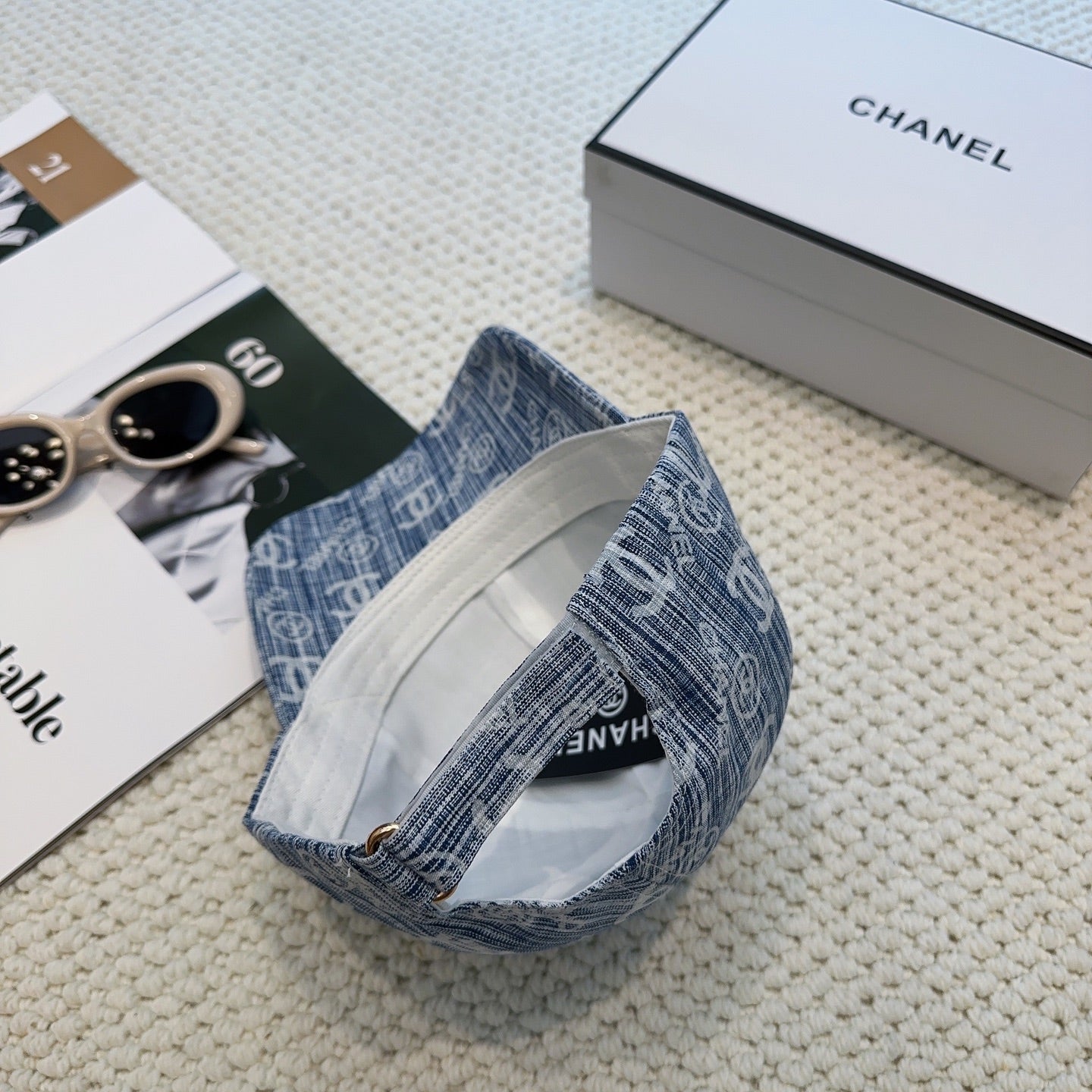 Chanel Baseball Cap With Blue Denim Pattern 297663