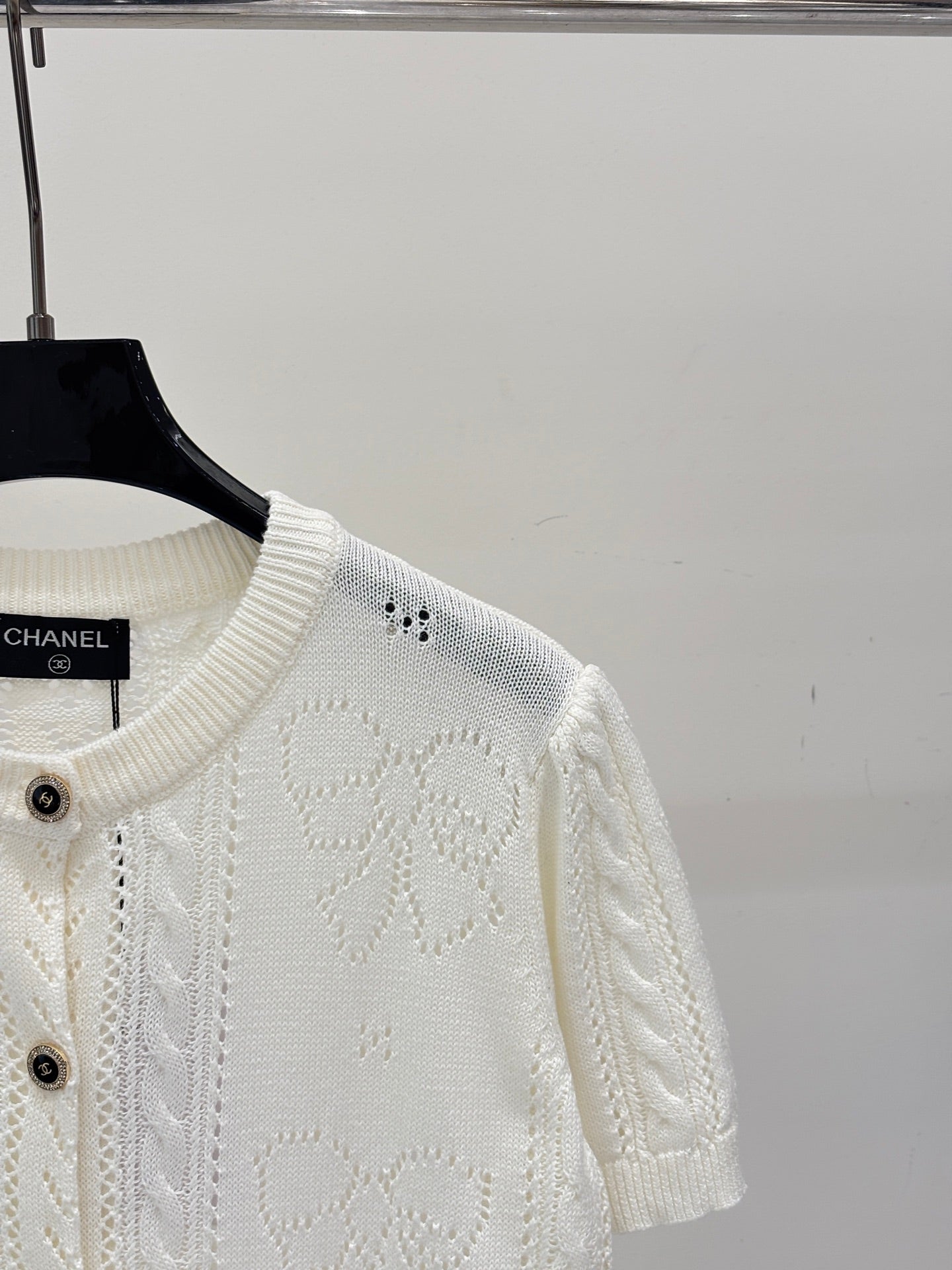 Chanel 2026 Short-Sleeved Top with Bow Tie Cotton 394741