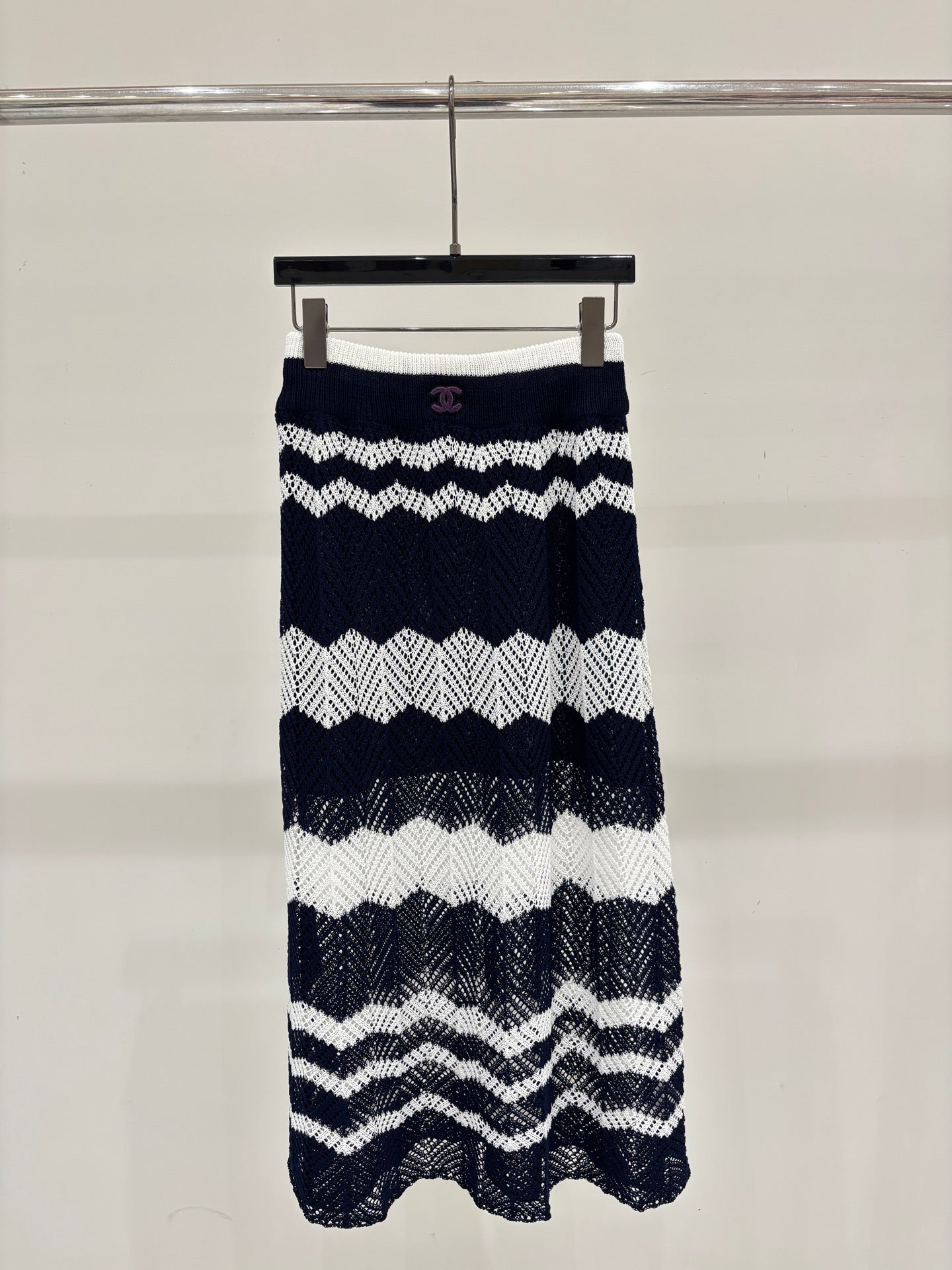 Chanel 2026 Camisole and Long Skirt Navy Blue White Wool 394716
