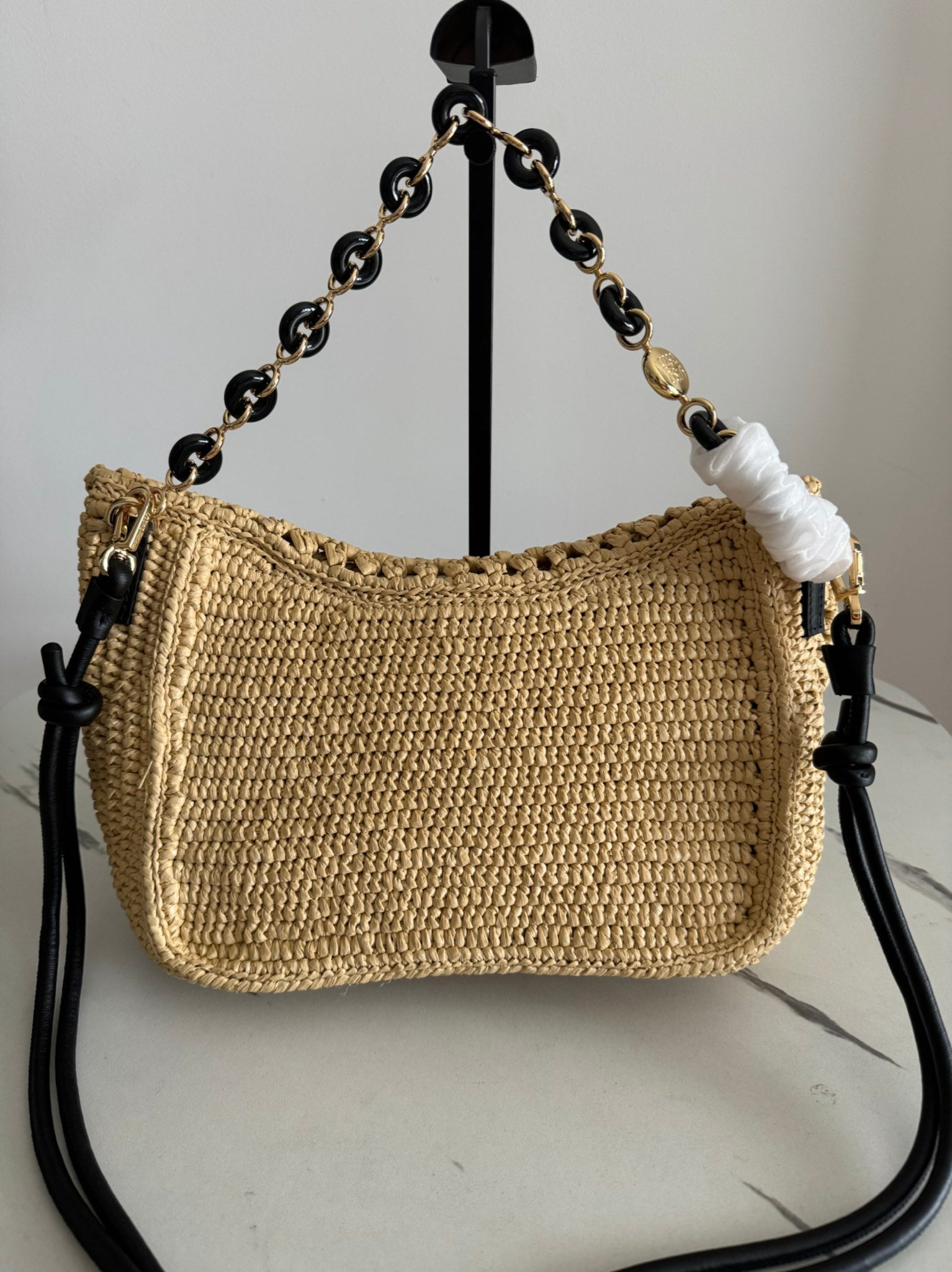 Loewe 2025 Ola 26 Bag Beige Black Raffia Calfskin 274681