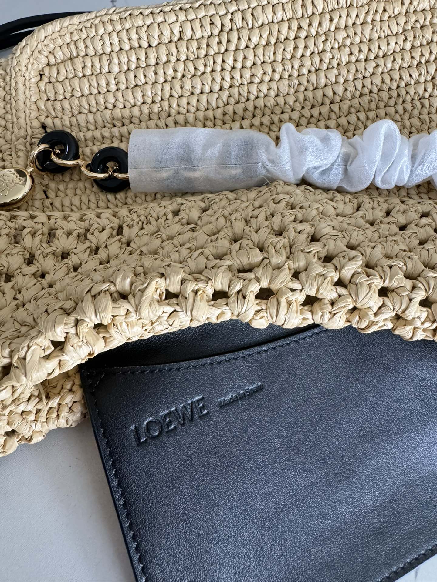 Loewe Ola Shoulder Bag 26 Beige Raffia 274681