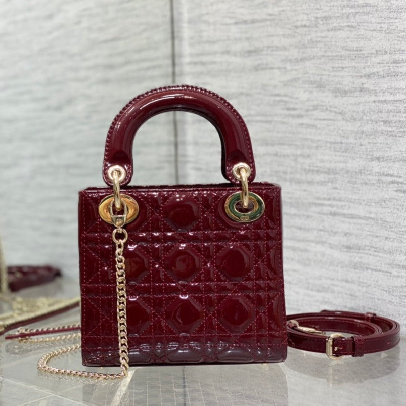mini lady 17 patent calfskin