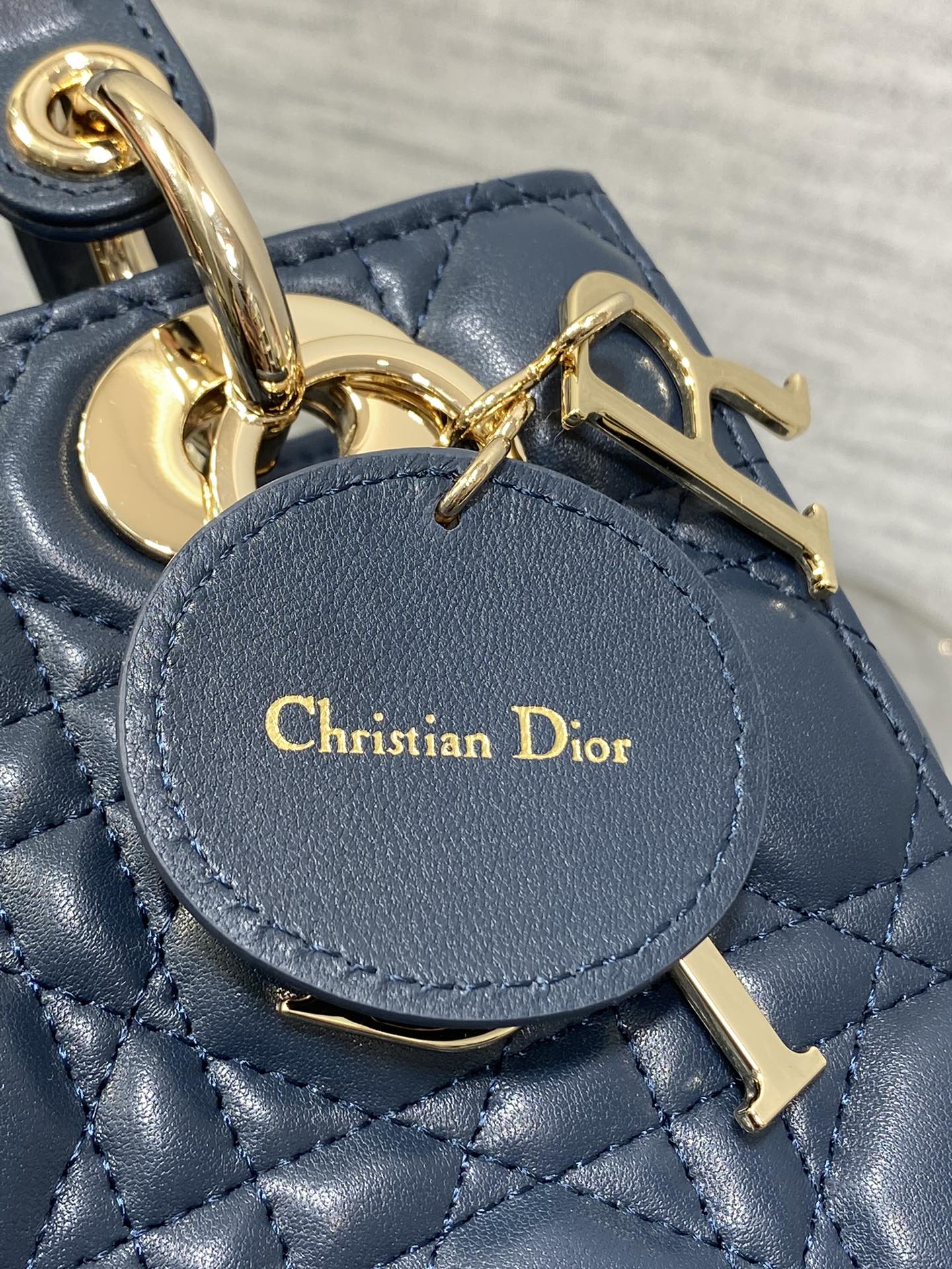 Dior 2026 Mini Lady Dior Bag Dark Blue Lambskin 247370