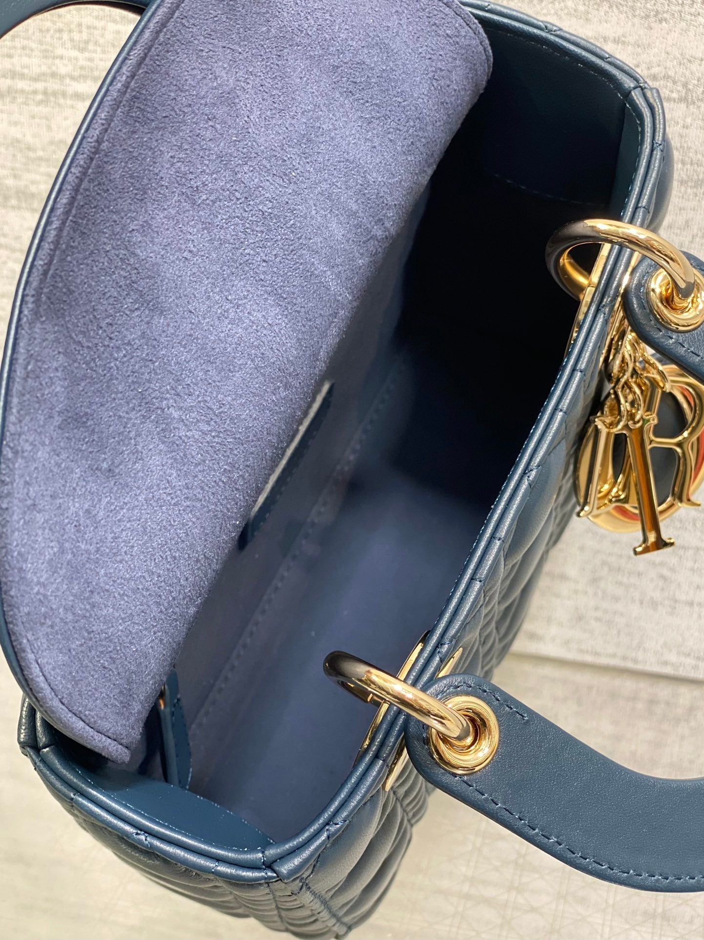 Dior 2026 Mini Lady Dior Bag Dark Blue Lambskin 247370