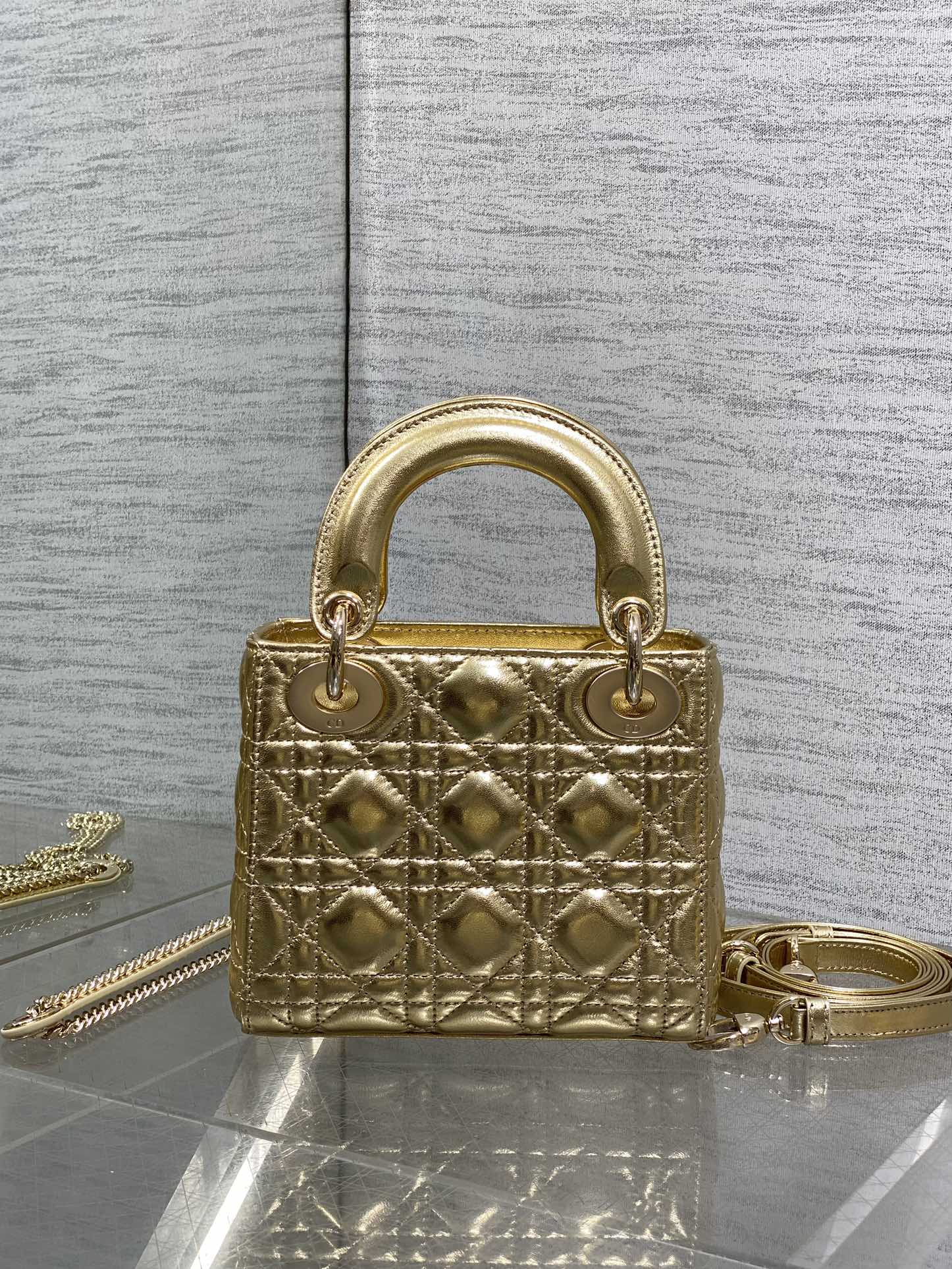 Dior 2026 Mini Lady Dior Bag Gold Lambskin 270893