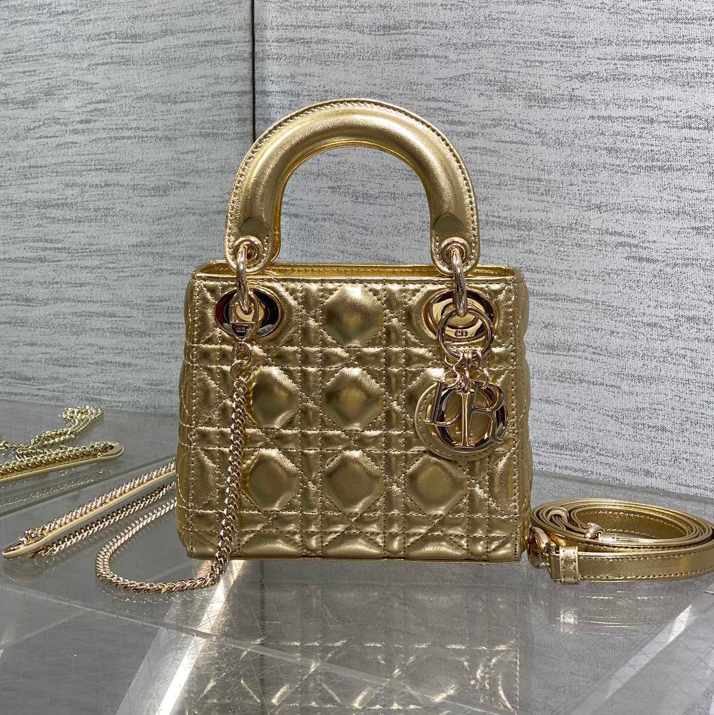 Dior 2026 Mini Lady Dior Bag Gold Lambskin 270893