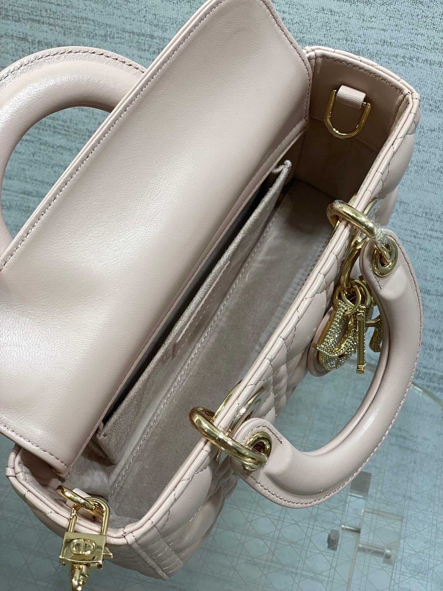 Dior 2026 Lady D-Joy Bag 22cm Powder Pink Cannage Lambskin