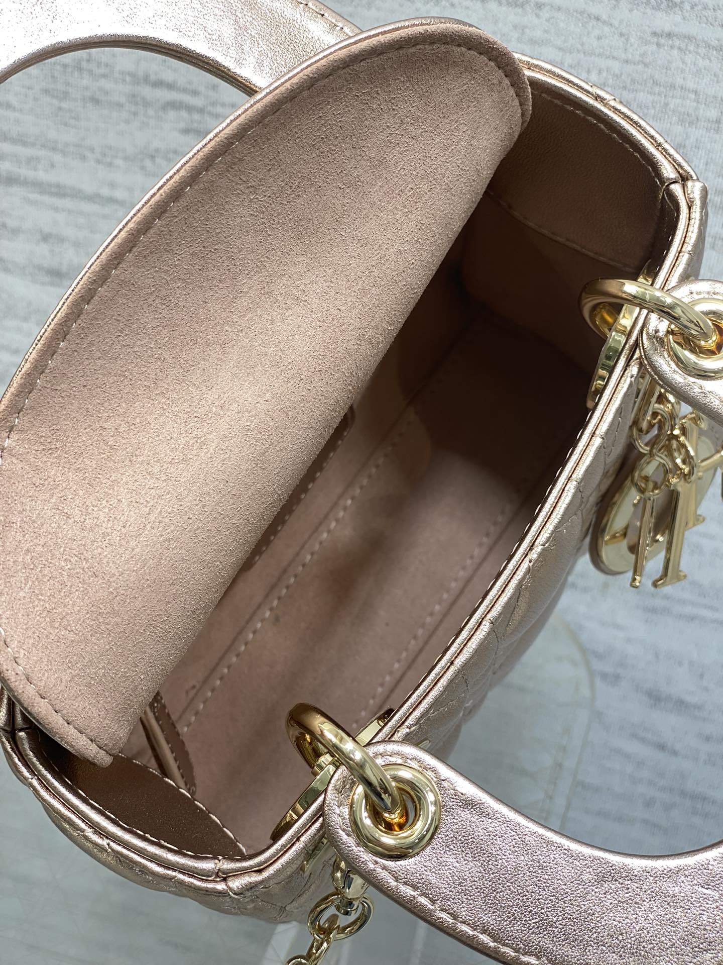 Dior 2026 Mini Lady Dior Bag Rose Gold Lambskin 270518