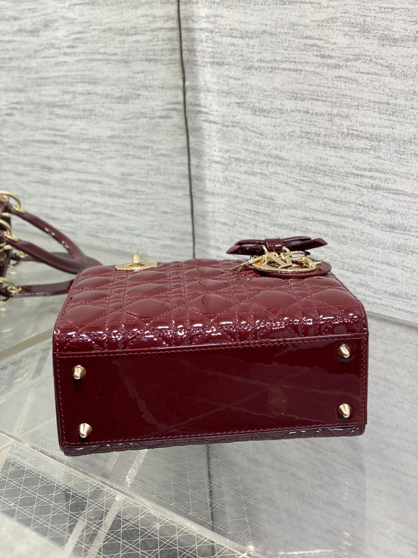 Dior 2026 Bow Lady Dior 20cm Red Patent Leather 289215