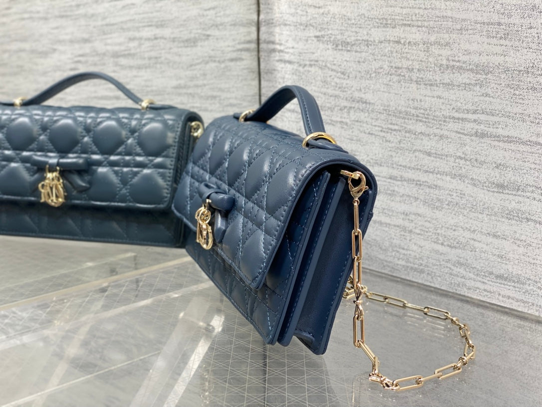 Dior 2026 My Dior Bag 21cm Navy Blue Lambskin 289008