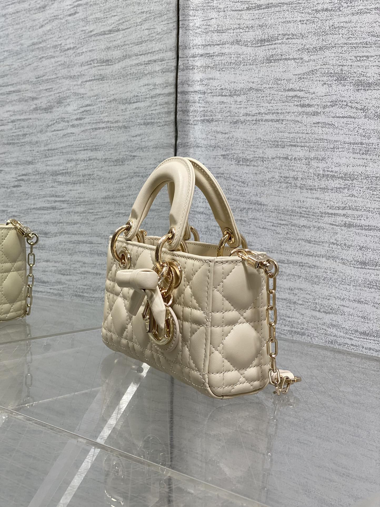 Dior 2026 Bow D-Joy Micro Bag Beige Lambskin 284115
