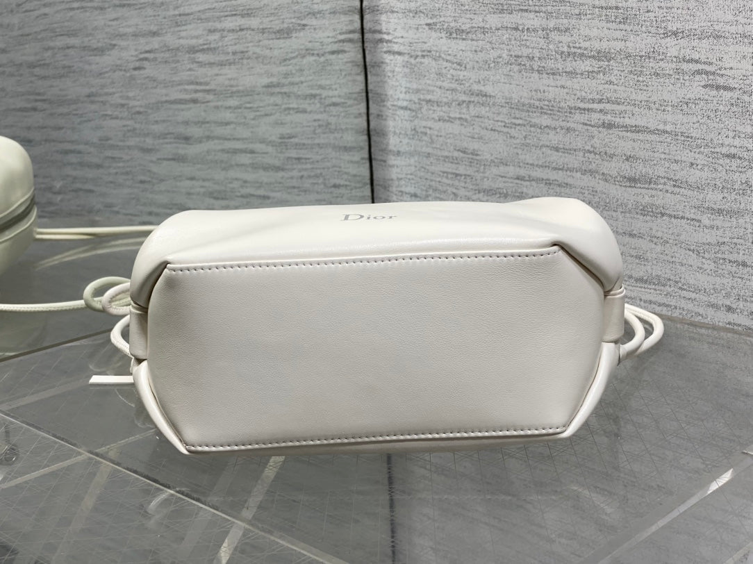 Dior 2026 Bow Pouch 20cm White Lambskin 284143