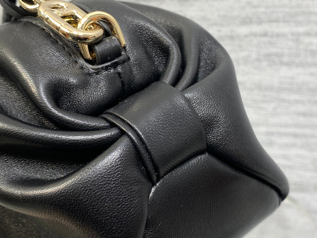 Dior 2026 Bow Pouch 20cm Black Lambskin 284145