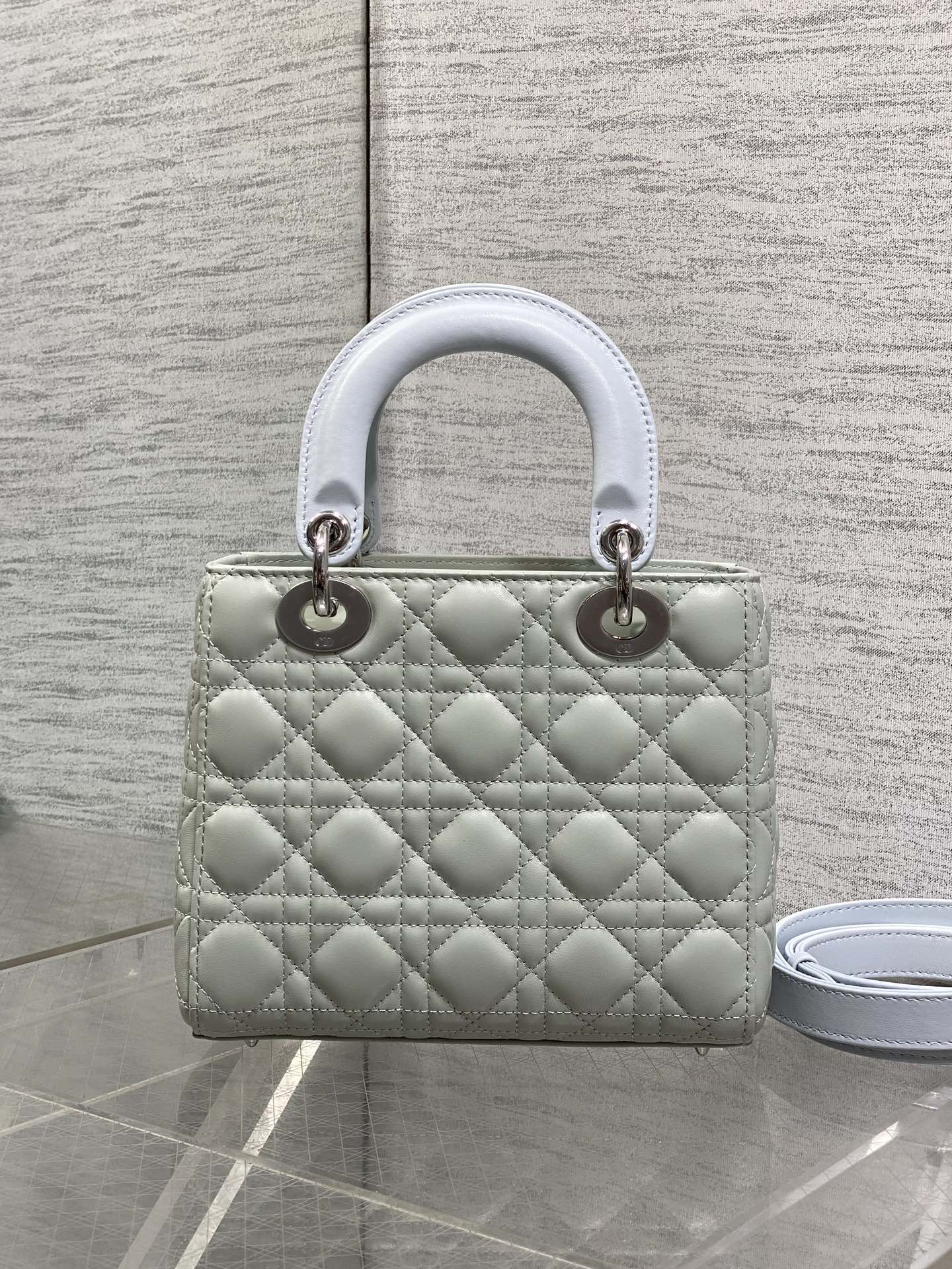Dior 2026 Bow Lady Dior 20cm Green mix Blue Cannage Lambskin 286579