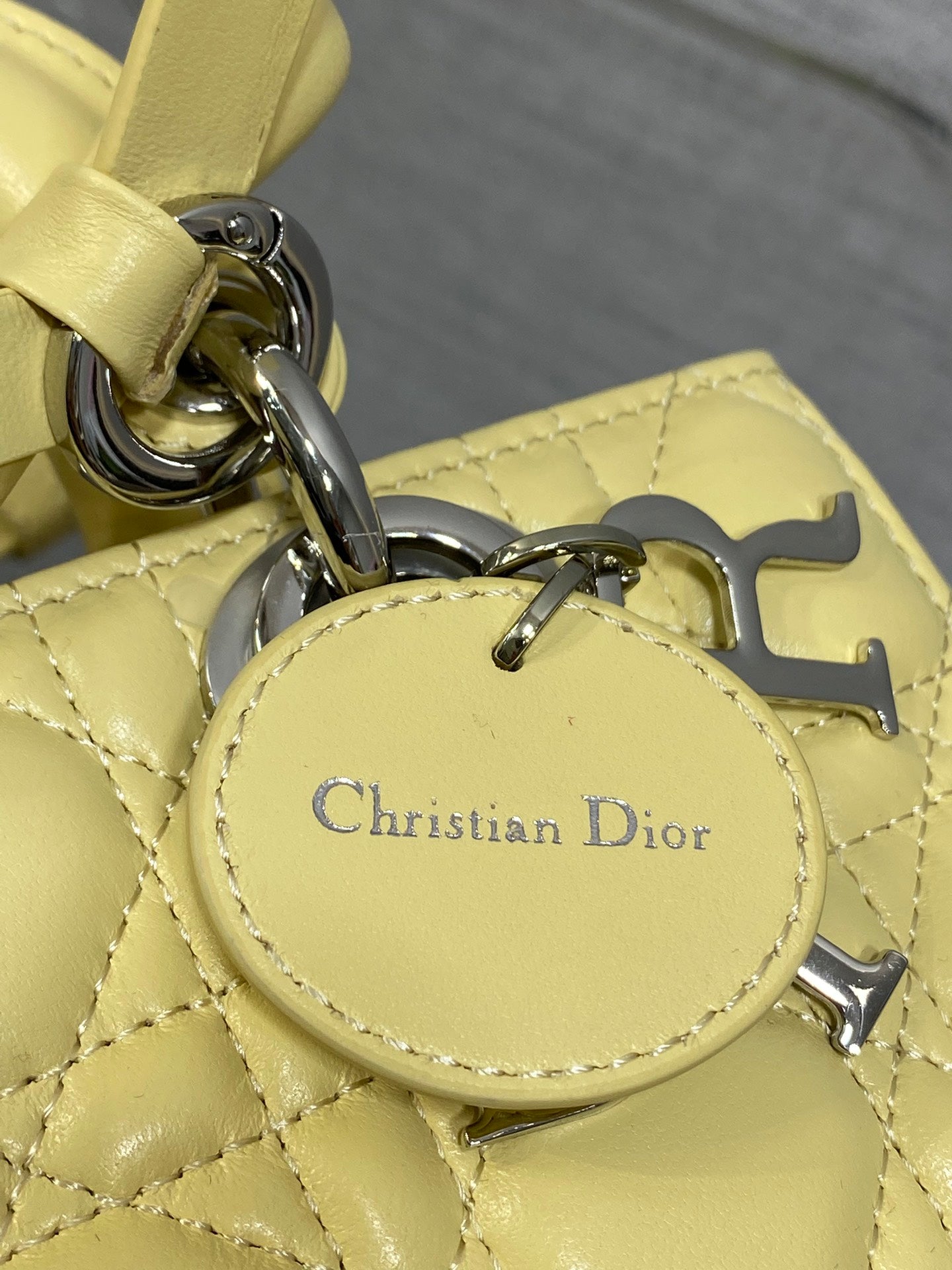 Dior 2026 Bow Lady D-Joy 19cm Yellow Cannage Lambskin With Silver Charm 286561
