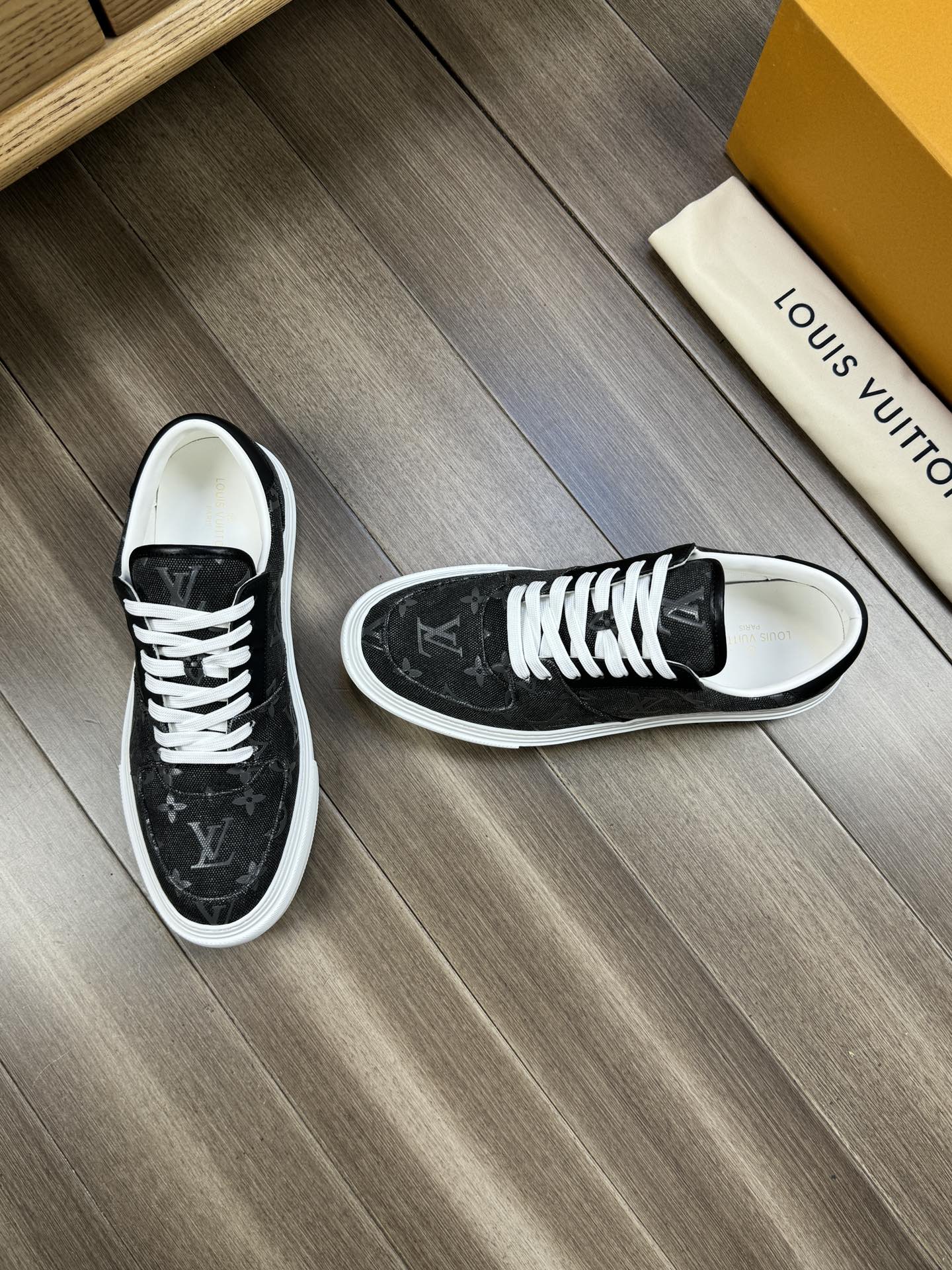 LV TRAINER SNEAKER IN CHARCOAL BLACK MONOGRAM DENIM