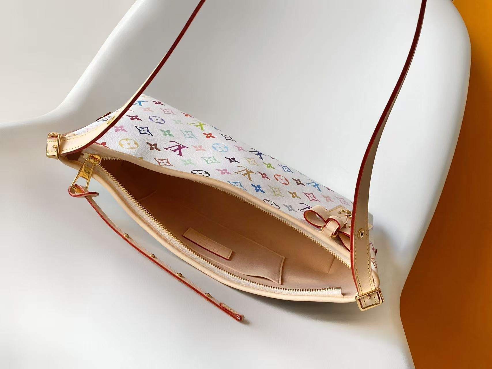 LV 2026 CarryAll Handbag 36cm White Multicolors Canvas Cowhide 281514