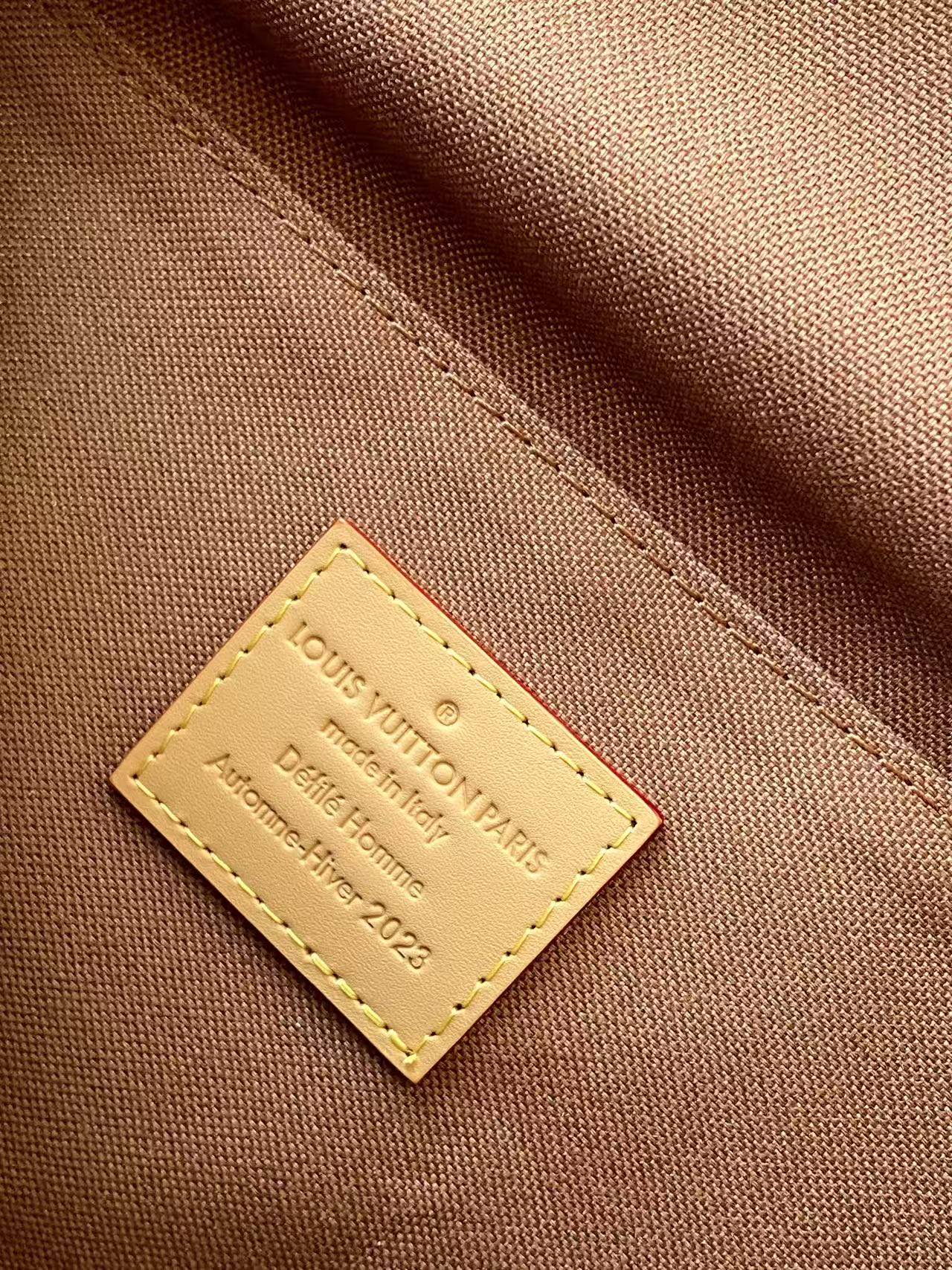 LV 2026 Take Out Messenger Bag 32cm Brown Beige Monogram Coated Canvas
