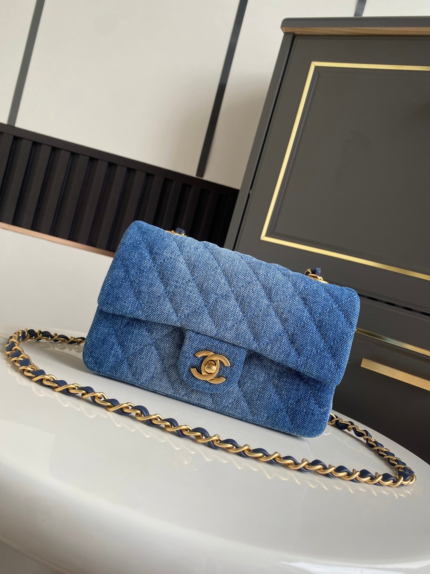 Chanel 2026 Denim Washed Flap Bag Blue Cotton Leather