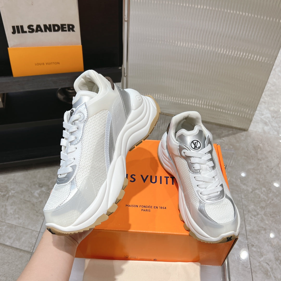 LV Run 55 Sneaker 50mm White Grey Polyester Mesh Fabric