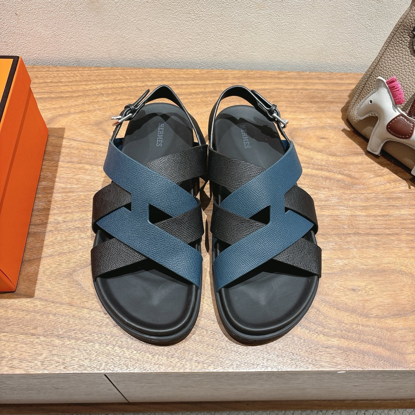 HM 25 Heracles Sandal Black Dark Blue Epsom Leather