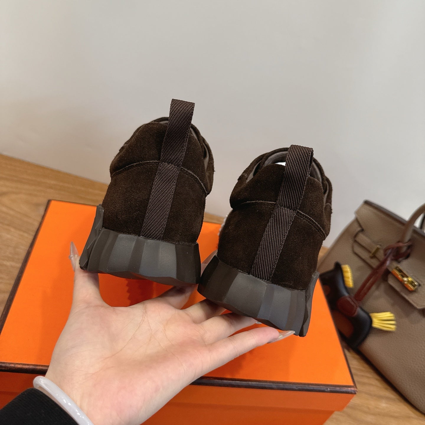 HM 26ss Sneakers Brown Fabric Suede 638582