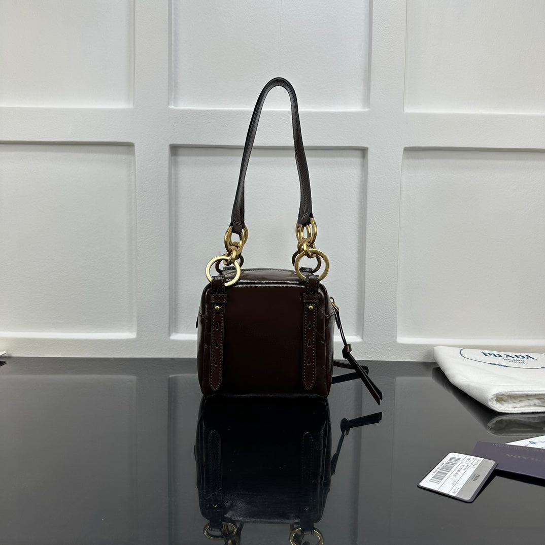 Prada 2026 Dangle Mini Handbag 14.5cm Patent Calfskin