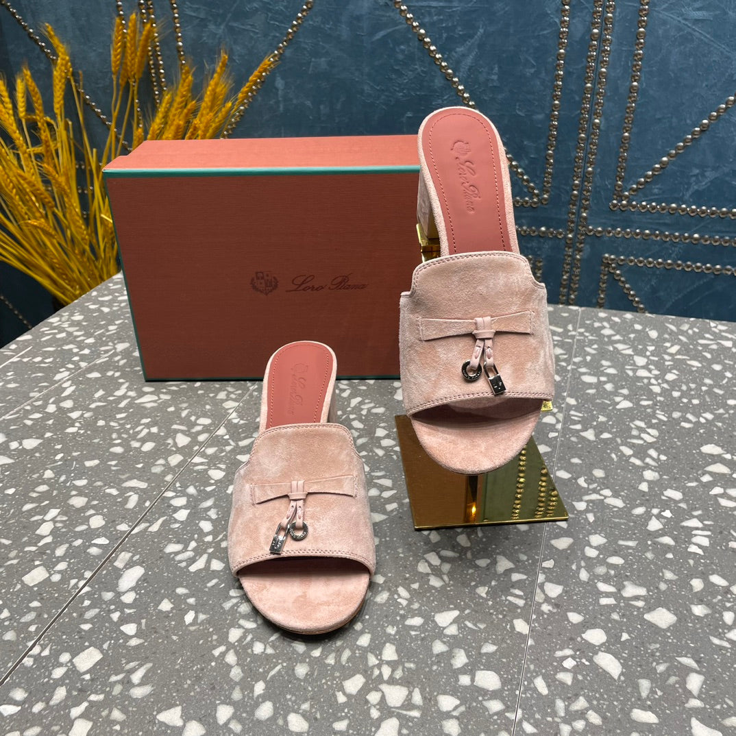 Summer Charms Mules 50mm Petal Pink Suede Salmon Lambskin