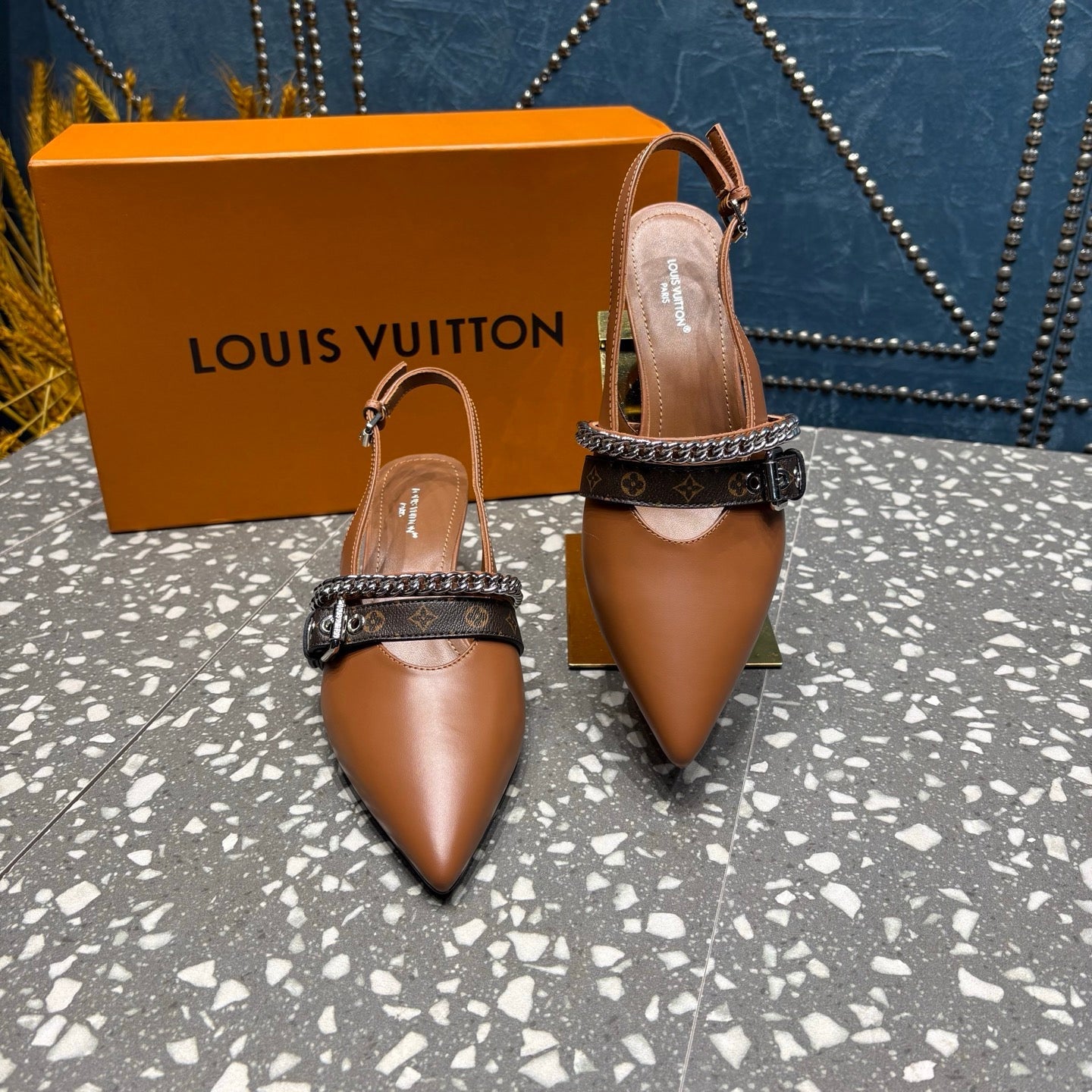 LV 26ss Slingback 45 Brown Cowhide 628431