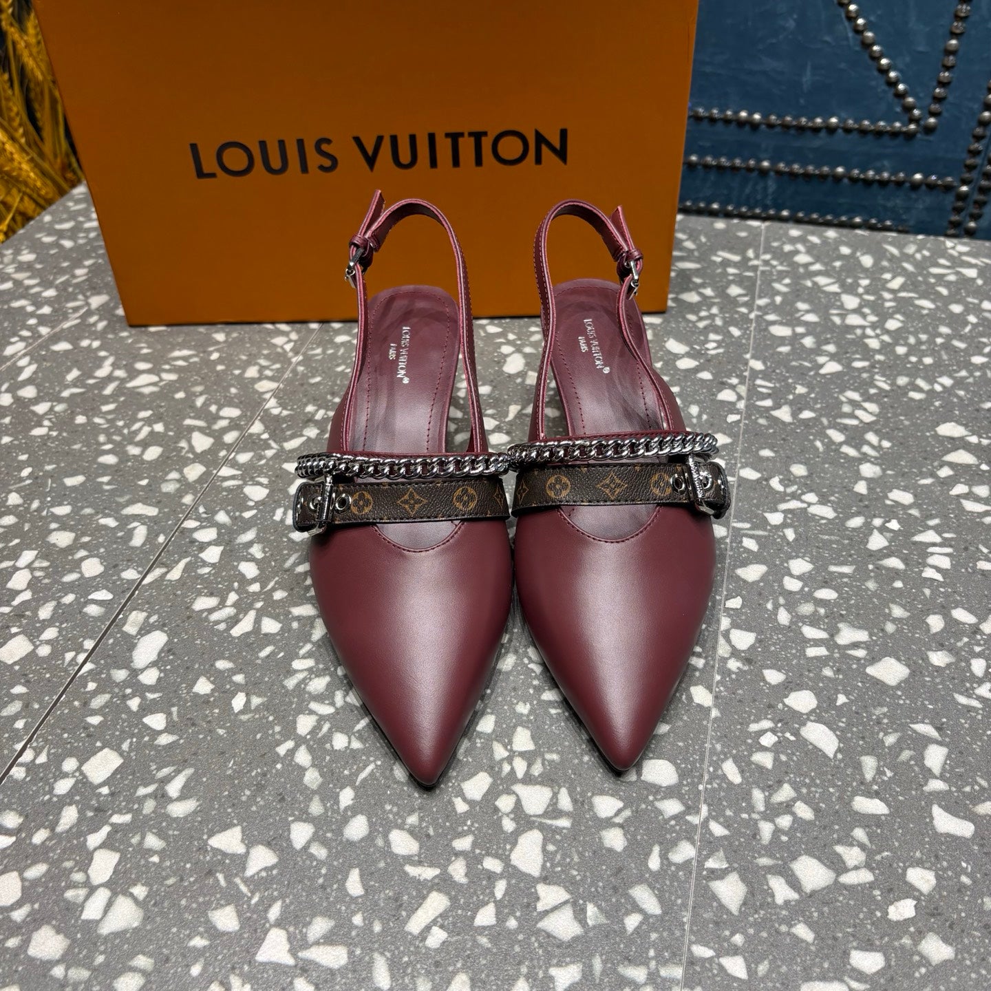LV 26ss Slingback 45 Burgundy Cowhide 628433