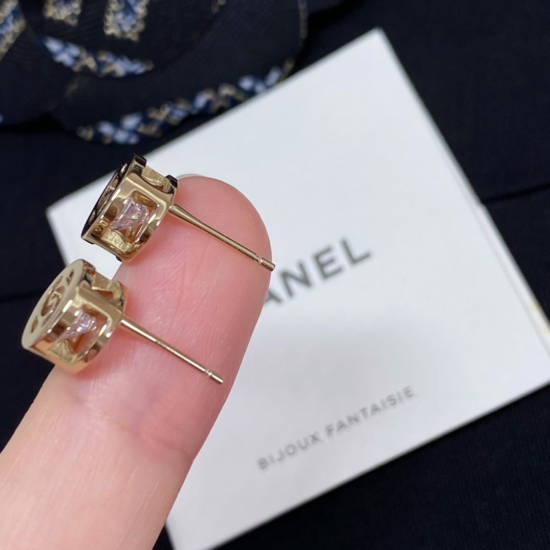 CC Little Gold Diamond Rhinestone Earrings