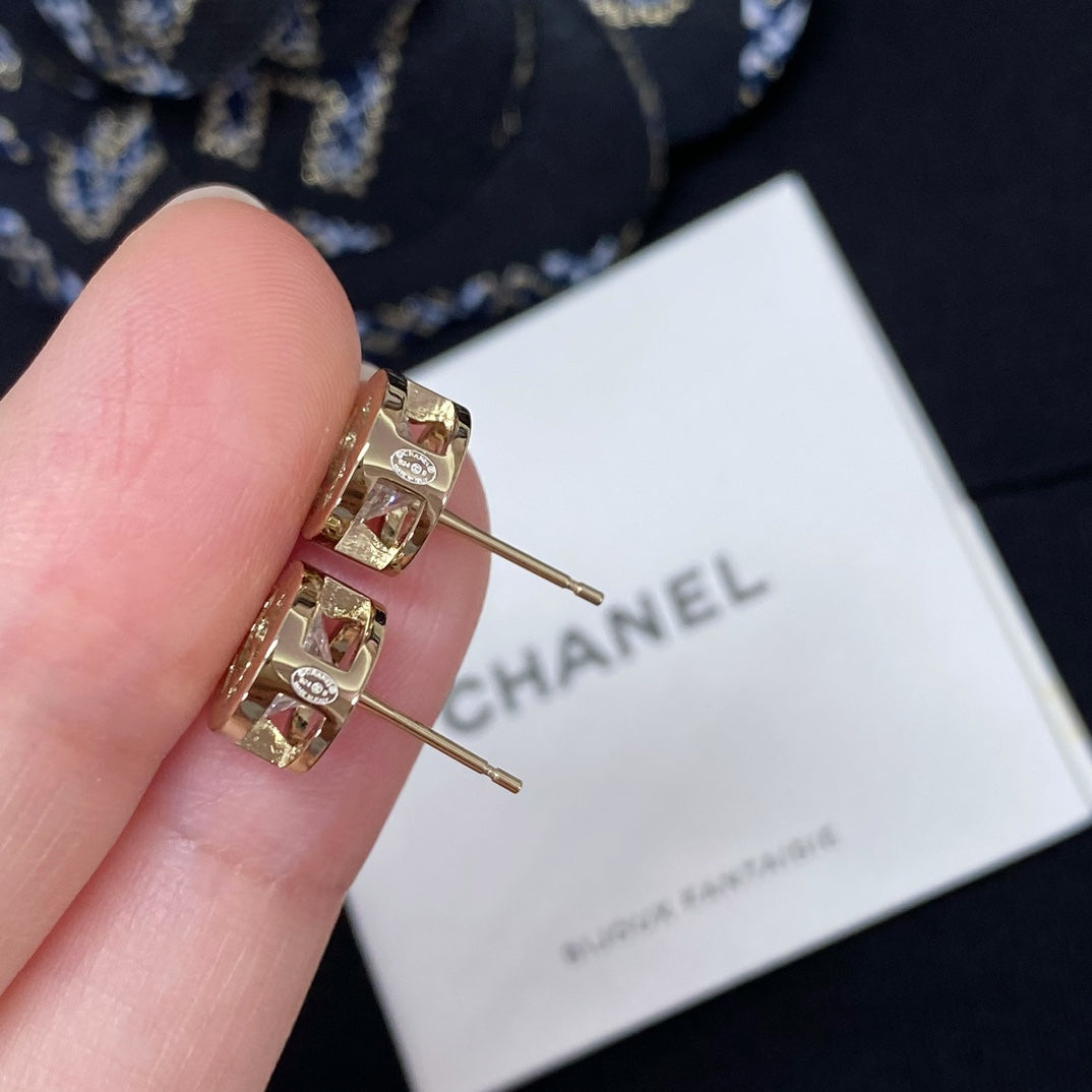 CC Little Gold Diamond Rhinestone Earrings