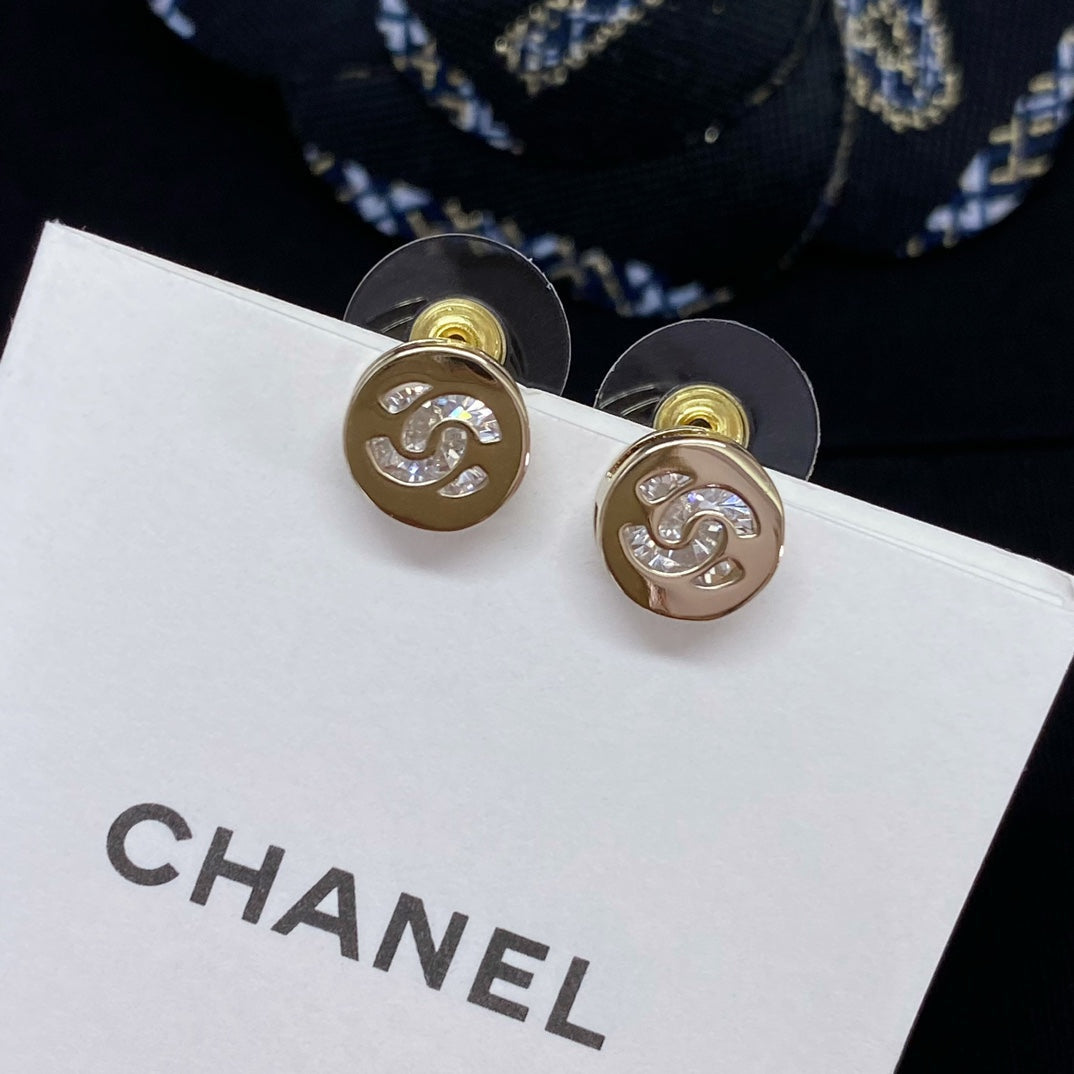 CC Little Gold Diamond Rhinestone Earrings