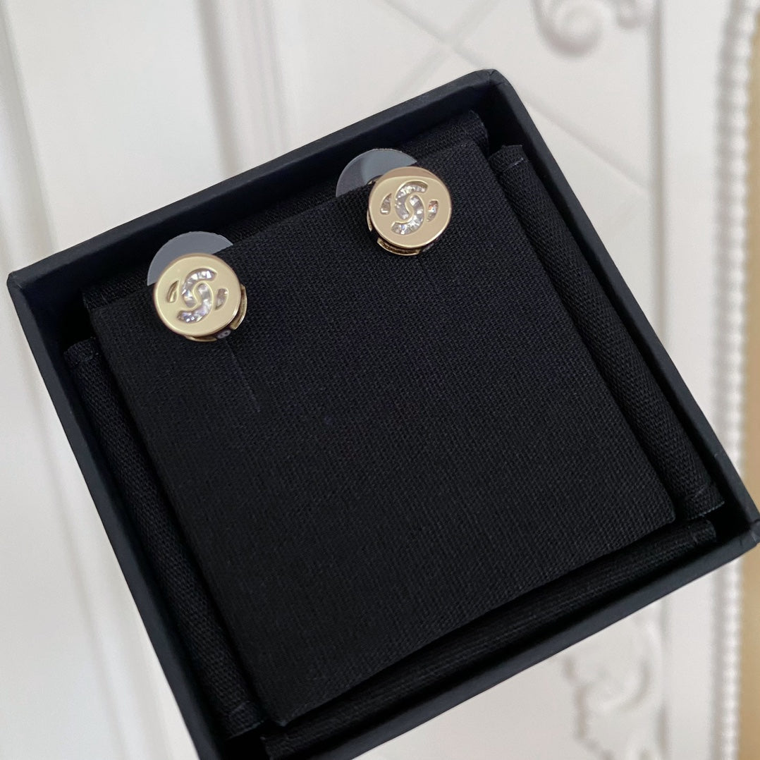 CC Little Gold Diamond Rhinestone Earrings