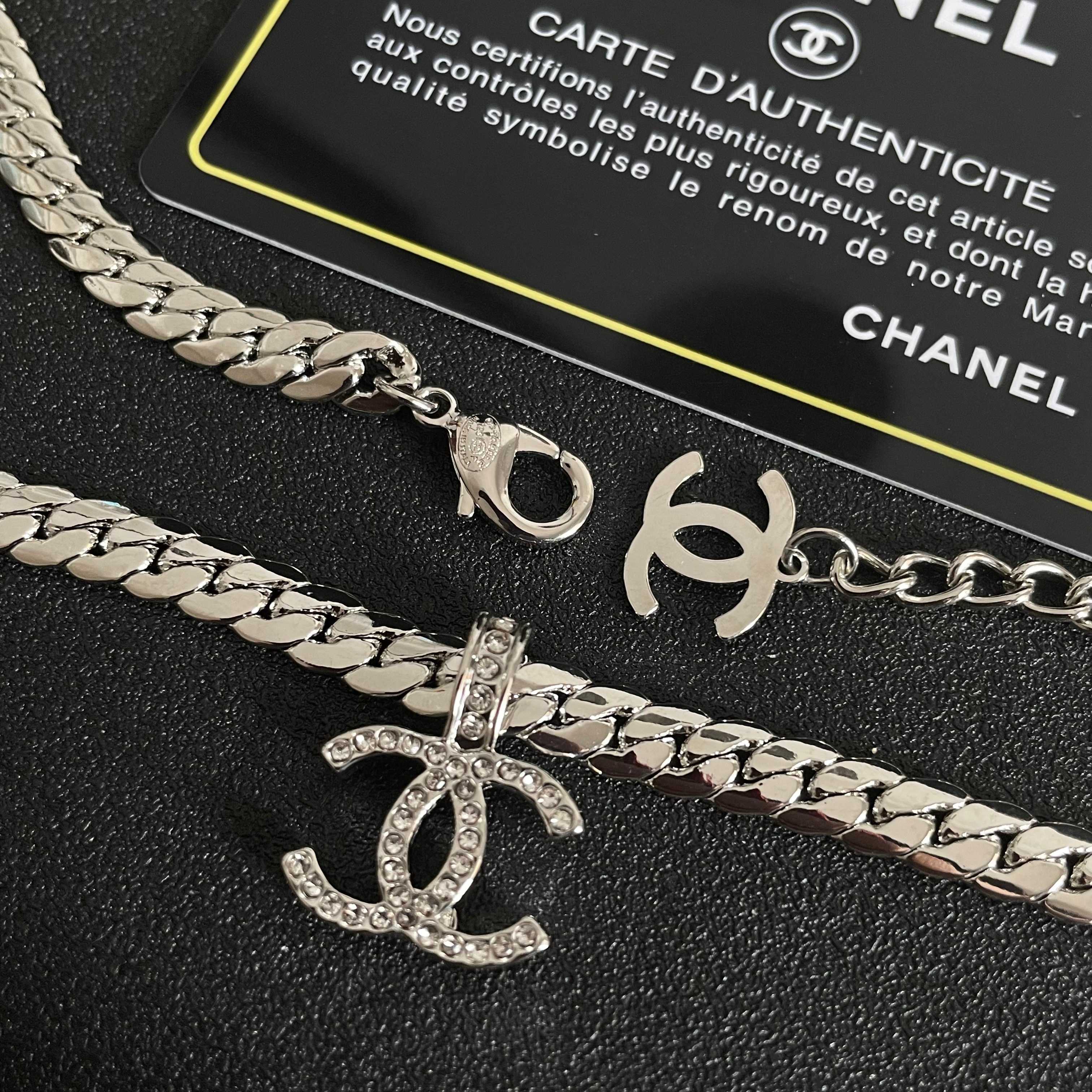 CC Plated Curb Chain Sliver Diamond Necklace